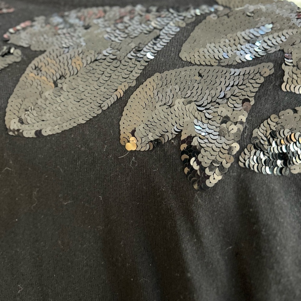Vintage Black Sequin lambswool Embellished sweater Top M